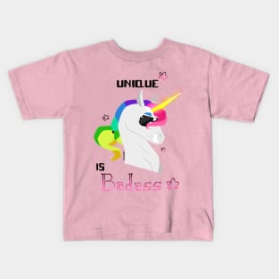 Unique is badass - Unicorn - Pink Kids T-Shirt